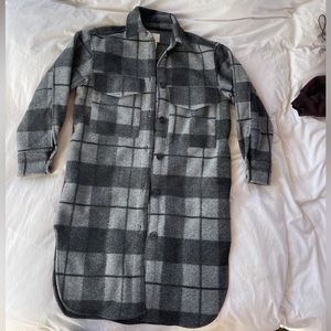 H&M plaid long shacket size XS new